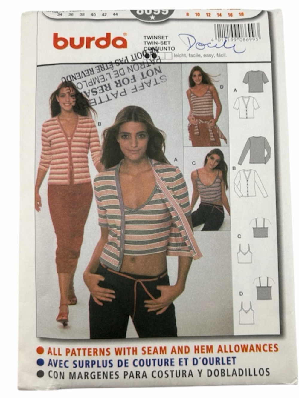 🧵 2 for 22$ 🧵 Burda Misses' Twin-Set Tops W/ Variations Sewing Pattern 8699